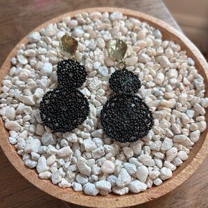 Elegant Black and Gold Beaded Earrings